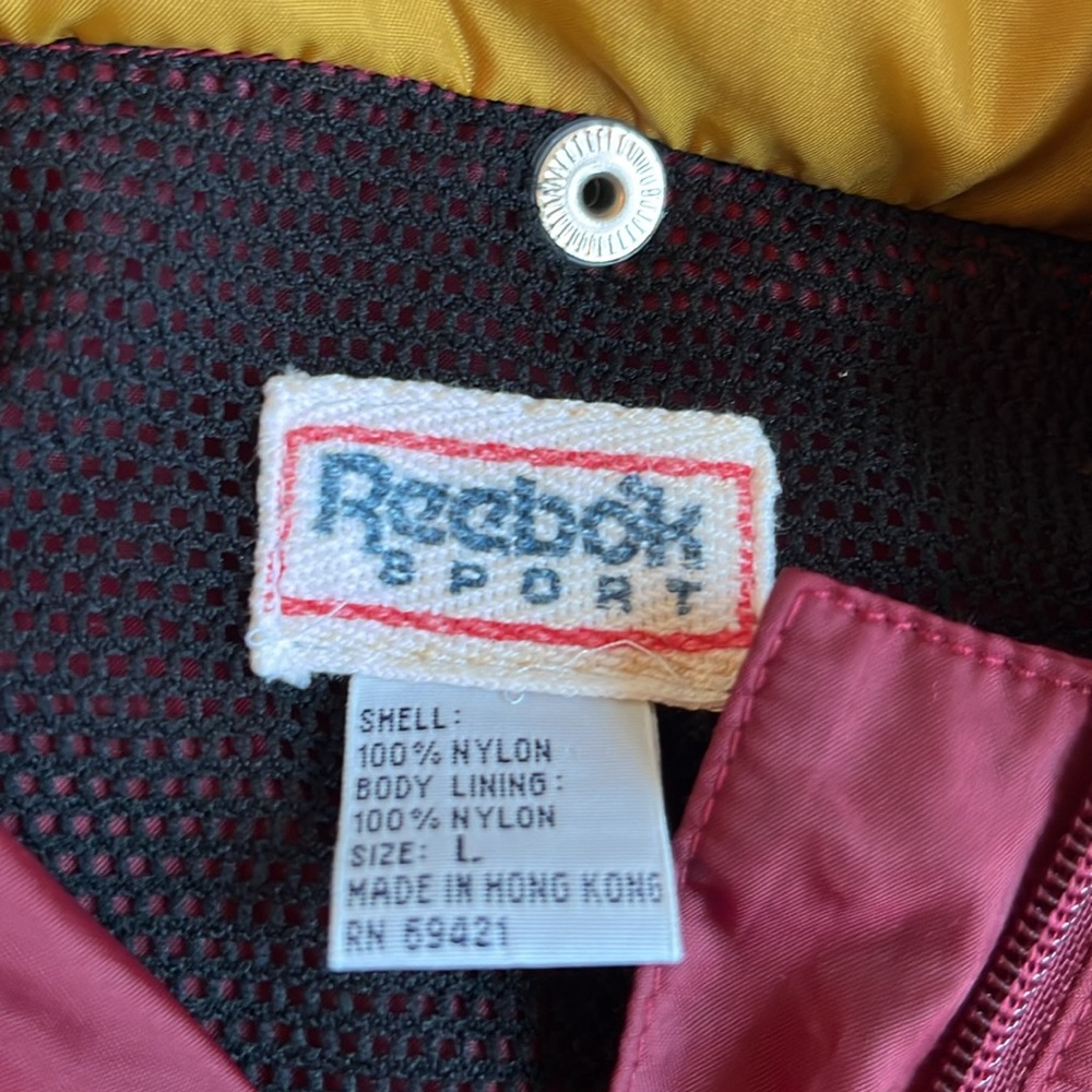 Vintage Reebok Sport Black Gold Maroon 1/4 Zip Pullover Jacket Windbreaker Men L